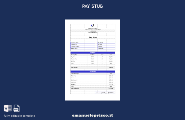 modello di busta paga di Bluefield Corp. Ltd stile verificato